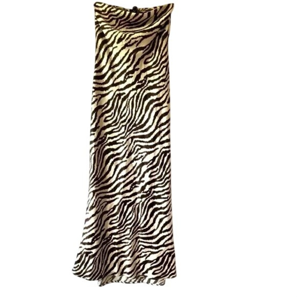 Y2k Satin Strapless Maxi Slip Dress Animal Print size small - Picture 3 of 7